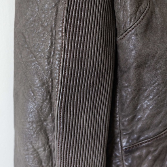 ALL SAINTS - Legacy Brown Leather Jacket US 8 - Picture 4 of 9
